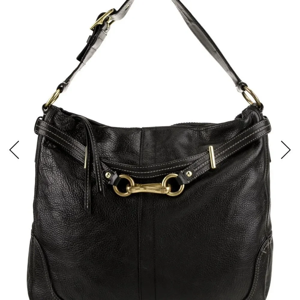 Coach Black Leather Hobo Bag with Gold Hardware